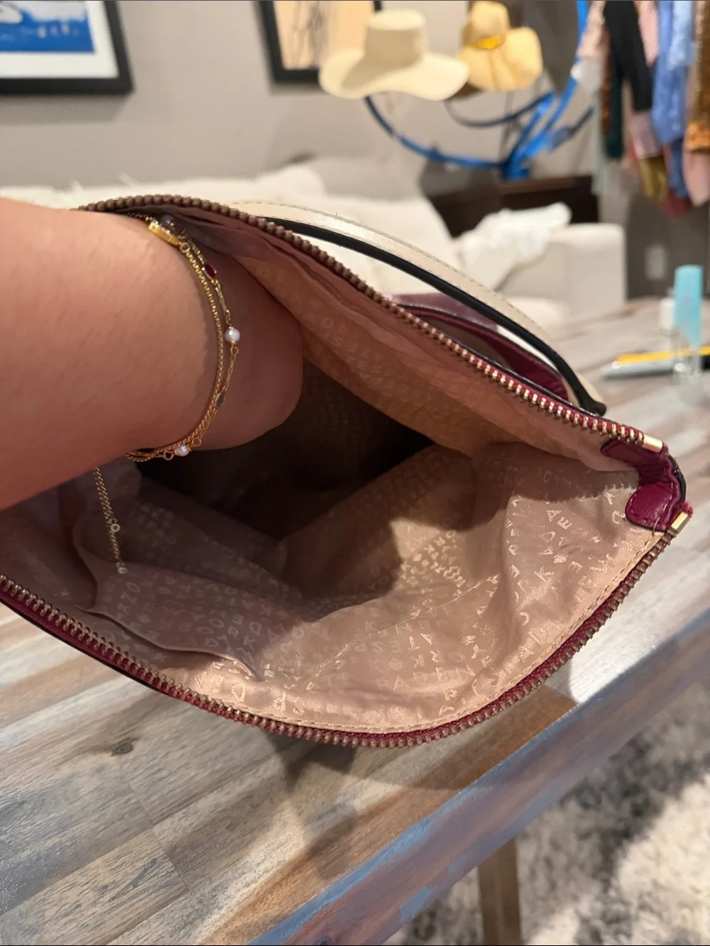 kate spade Plum and Cream Leather Top-Handle Satchel